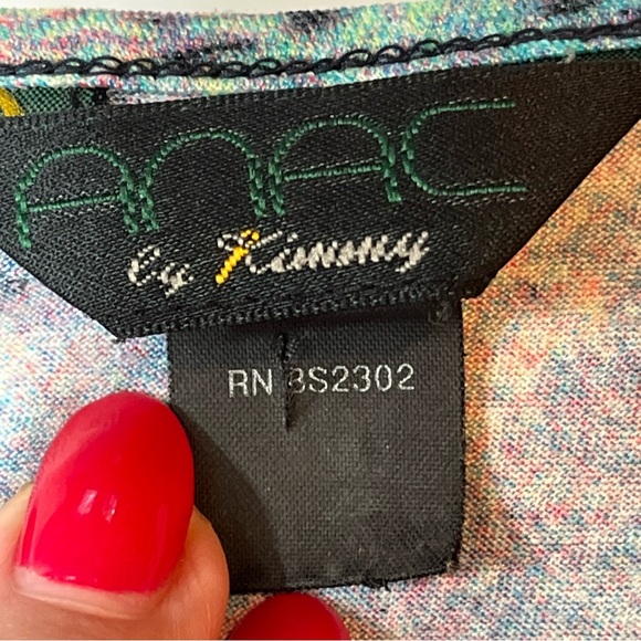 ANAC romantic V Neck Wrap shirt MIXED PRINTS Art to Wear purple women large top - Picture 10 of 15